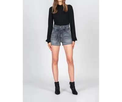 Black Orchid Barbara Belted Paperbag Shorts In Faded Black In Gray