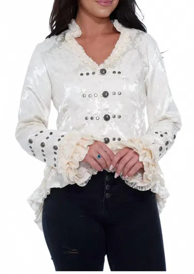 Black Orchid Brocade Corset Ruffle Jacket In Cream In White
