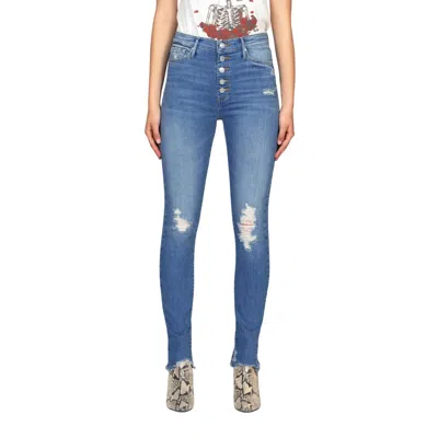 Black Orchid Distressed High Rise Skinny Jeans In One Call Away In Blue