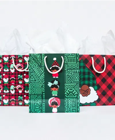 Black Paper Party Gnomies 3-pc. Gift Bag Set In Multi