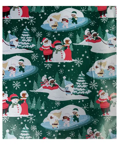 Black Paper Party Green Winter Fun Foil Gift Wrap In Silver