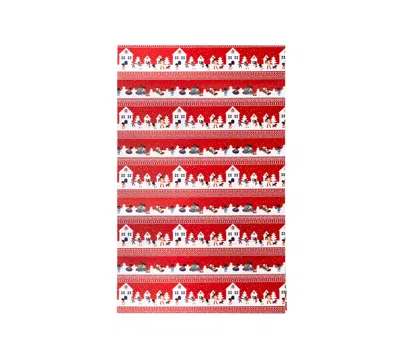 Black Paper Party Snowy Stripe Gift Wrap In Red