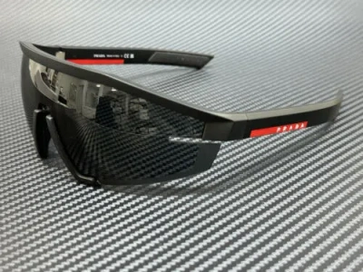 Pre-owned Black Prada Linea Rossa Ps 03zs 1bo06f Matte  Grey Men's 70 Mm Sunglasses In Gray