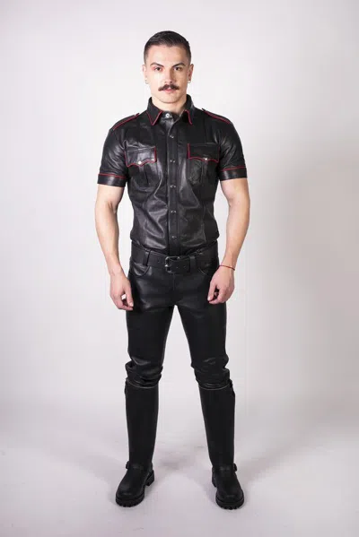 Pre-owned Black Prowler Red Leather Jeans  Higher Waisted Men Pants Trousers Fetish Style