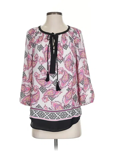 Pre-owned Black Rainn 3/4 Sleeve Blouse In Pink