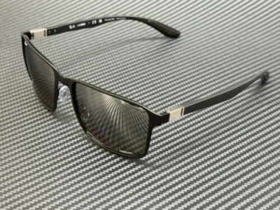 Pre-owned Black Ray Ban Rb3721ch 186 5j Matte  Grey Mirror Polarized Men's 59 Mm Sunglasses