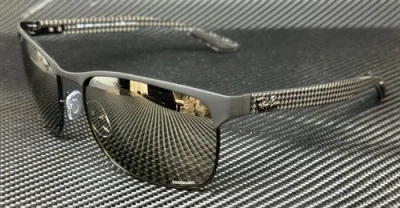 Pre-owned Black Ray Ban Rb8319ch 186 5j Matte  Square Men's 60 Mm Sunglasses