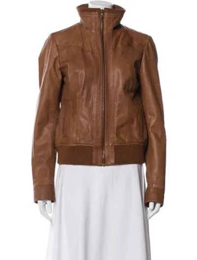 Pre-owned Black Rivet Leather Biker Jacket In Brown