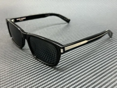 Pre-owned Black Saint Laurent Sl 662 001  Dark Grey Men's 57 Mm Large Sunglasses