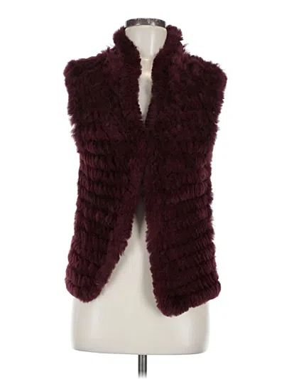 Pre-owned Black Saks Fifth Avenue Faux Fur Vest In Burgundy