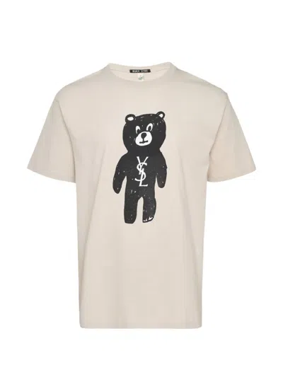 Black Score Bear Graphic-print T-shirt In Neutral
