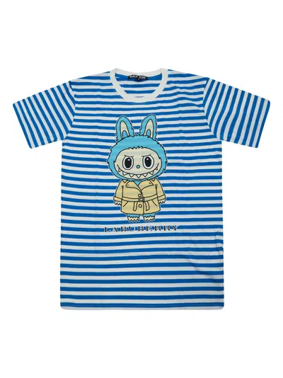 Black Score Bold Striped T-shirt For Women In Blu