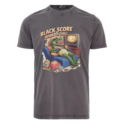 Black Score Born To Chill Graphic T-shirt In Gray