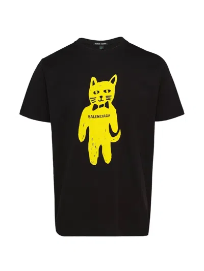 Black Score Cat-graphic T-shirt In Black