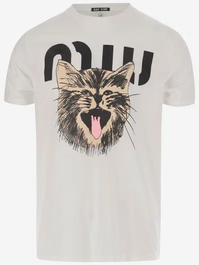 Black Score Cotton T Shirt With Print