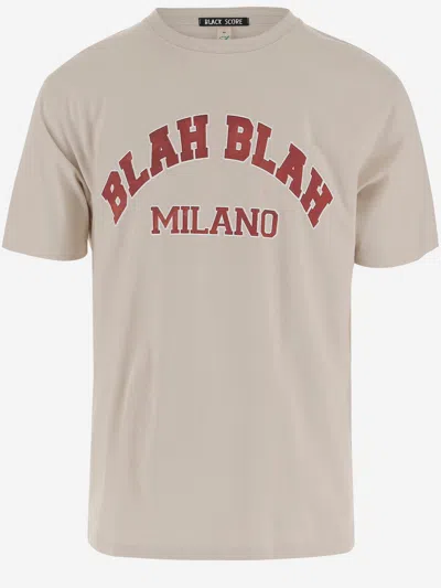 Black Score Printed Cotton T-shirt In Neutral