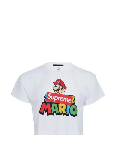 Black Score Cropped T-shirt In White