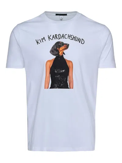 Black Score Dachshund-print T-shirt In White