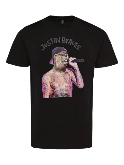 Black Score Graphic-print T-shirt In Black