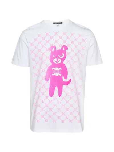 Black Score Graphic-print Cotton T-shirt In White