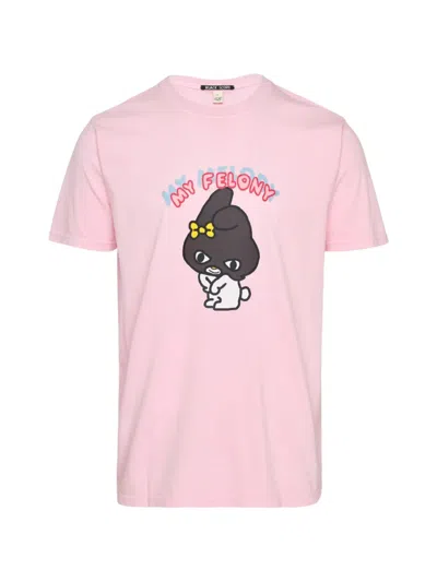 Black Score Graphic-print T-shirt In Pink