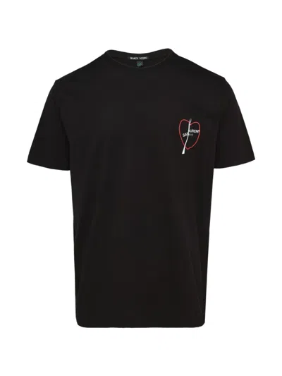 Black Score Heart-graphic T-shirt In Black