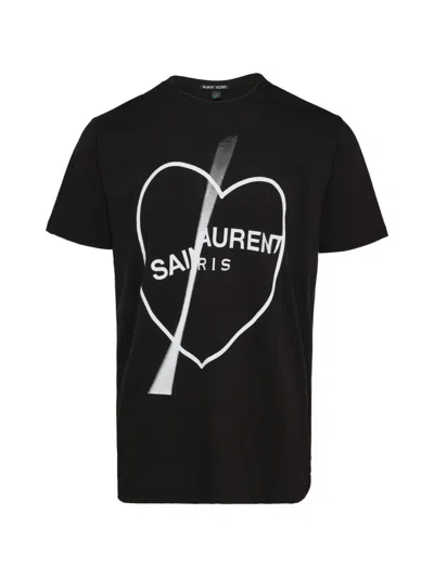 Black Score Heart-print T-shirt In Black