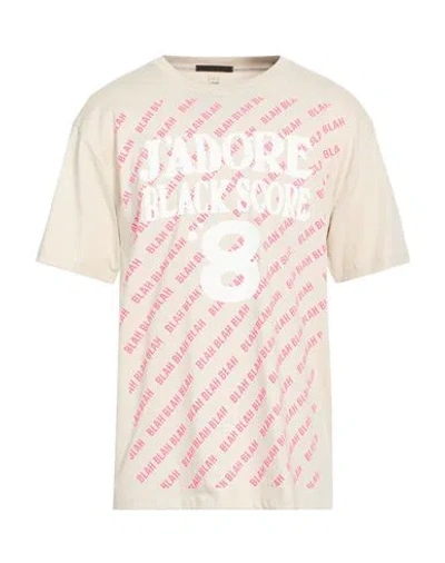Black Score Man T-shirt Beige Size L Organic Cotton In White