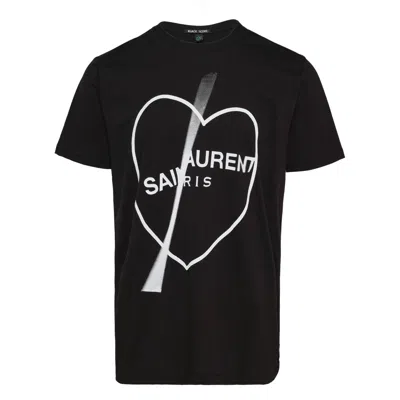 Black Score Saint Laurent Paris Heart Tee In Black