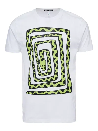 Black Score Snake Coil T-shirt In White