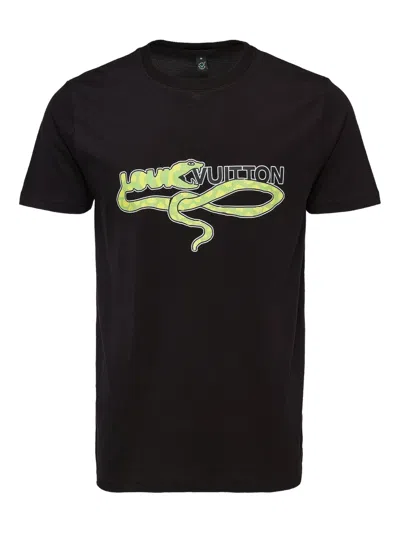 Black Score Snake Graphic-print T-shirt In Black