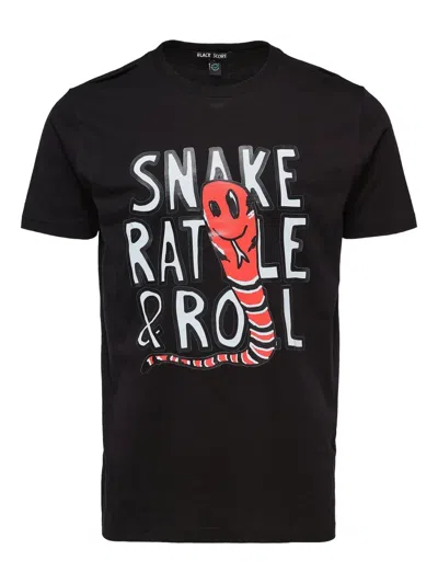 Black Score Snake Rattle Roll T-shirt In Black