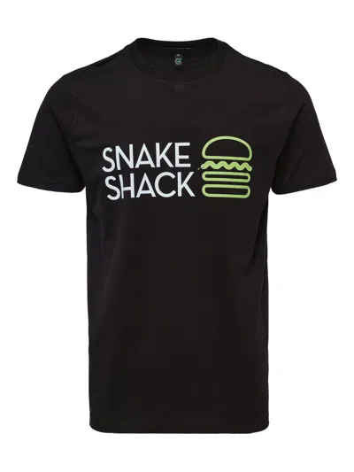 Black Score Snake Shack-print T-shirt In Black