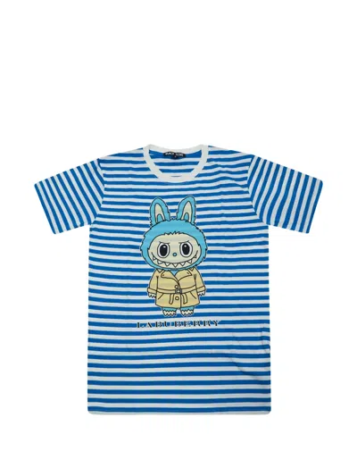 Black Score Striped Graphic T-shirt In Brown