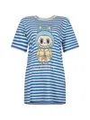 Black Score Striped T-shirt In Blue