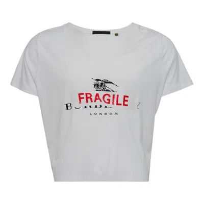 Black Score Purrberry Cat Graphic T-shirt In White