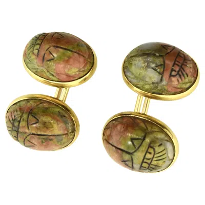 Pre-owned Black, Starr & Frost Antique  Gold Scarab Cufflinks, Circa 1890 In Multi