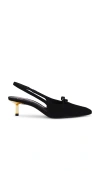 Black Suede Studio Adore Slingback Kitten Heel Pump In Black