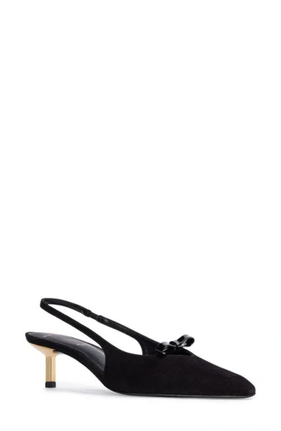 Black Suede Studio Adore Slingback Kitten Heel Pump