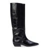 Black Suede Studio Aero 30 Boot In Black Eel Printed Leather