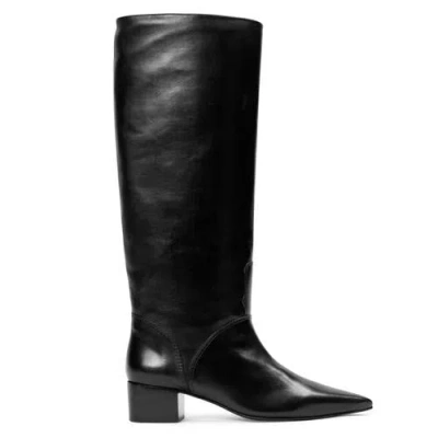 Black Suede Studio Alba 45 Boot In Black Leather