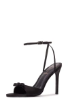 Black Suede Studio Albie Ankle Strap Sandal In Black Satin