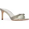 Black Suede Studio Satin Bow Stiletto Mule Sandals In Mint Satin