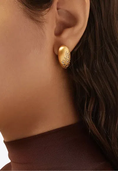 Black Suede Studio Ali Egg-shaped Earrings With Crystals In Gold