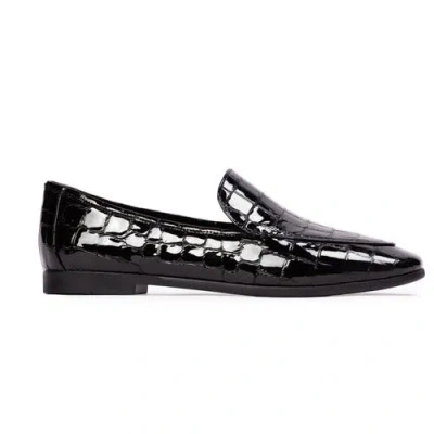Black Suede Studio Allie Croc Loafer