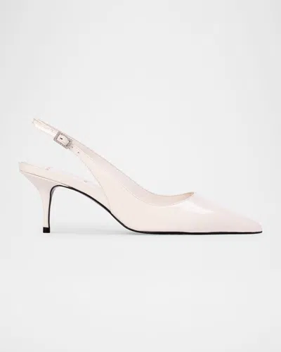 Black Suede Studio Alloy Patent Slingback Pumps In Coconut Patent Leather
