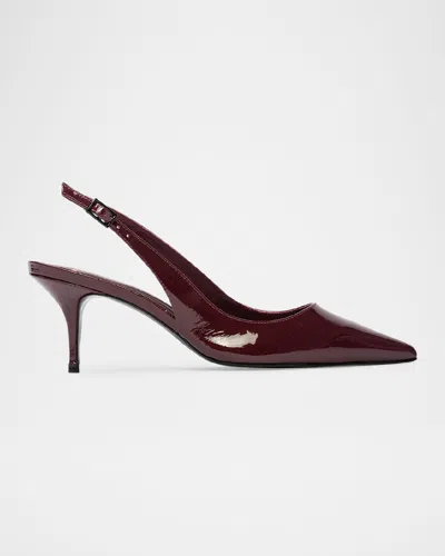 Black Suede Studio Alloy Patent Slingback Pumps In Port Patent Leather