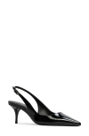 Black Suede Studio Alloy Pointed Toe Slingback Pump