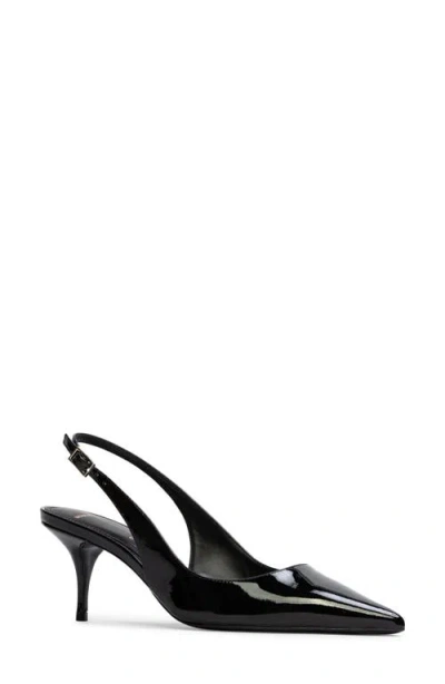 Black Suede Studio Alloy Pointed Toe Slingback Pump