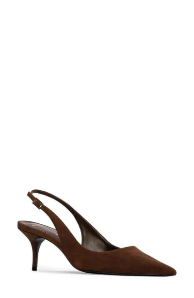 Black Suede Studio Alloy Pointed Toe Slingback Pump In Brown